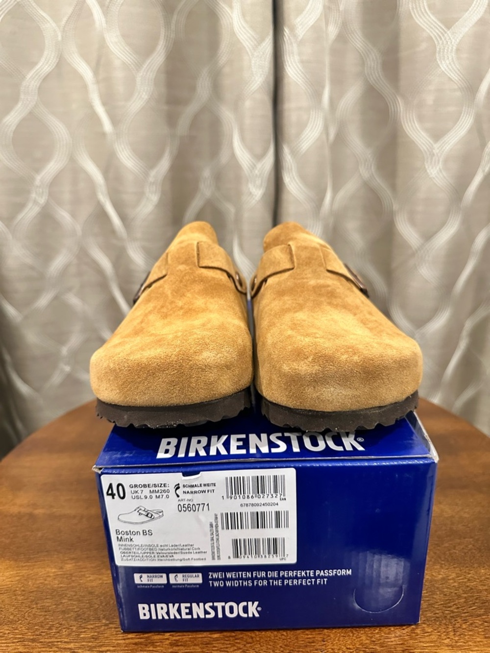 BIRKENSTOCK Boston Mink Tan Suede Leather Clogs - Picture 4 of 15
